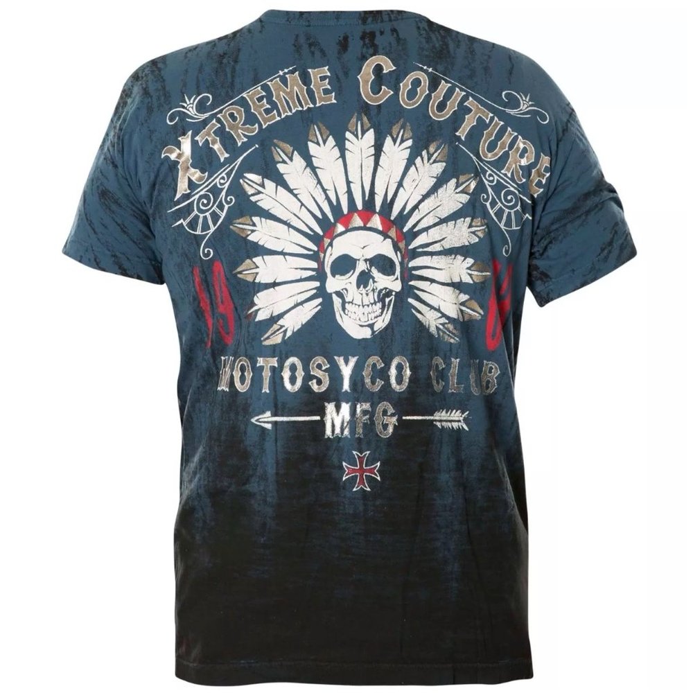 XTREME COUTURE by AFFLICTION Men's T-Shirt CHIEF MOTOR CLUB Blue Biker S-5XL - Picture 3 of 9